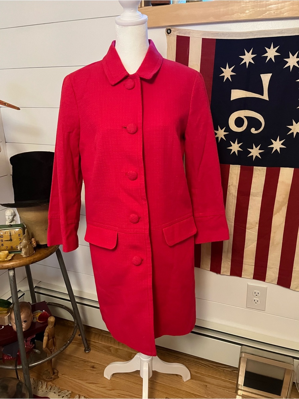 Talbots Fuchsia Textured Car Coat Women's Size 6 Mid-Length Button NWT